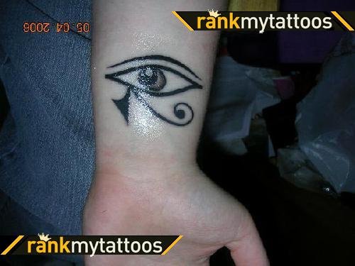 Awesome Black Ink Horus Eye Tattoo On Wrist